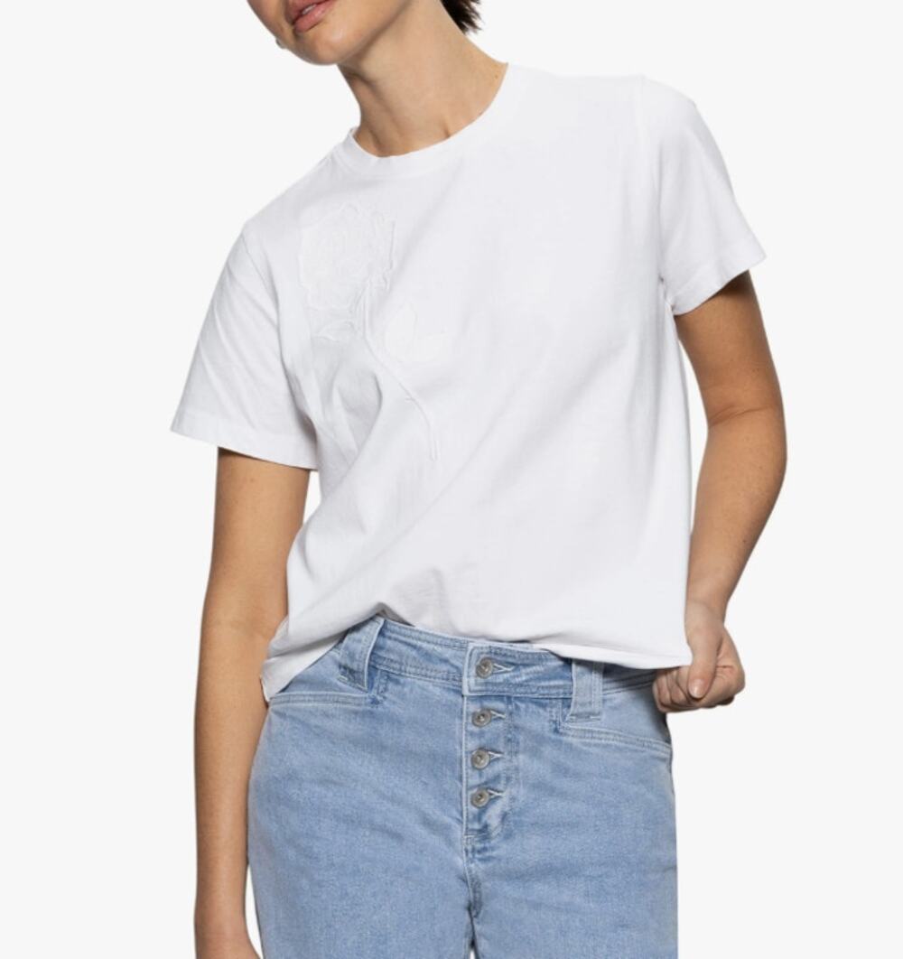 Sanctuary Rose Perfect Shirt Cotton Embroidered Minimalist Preppy Casual S